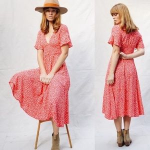 Free People In Full Bloom Red Combo Maxi Dress S